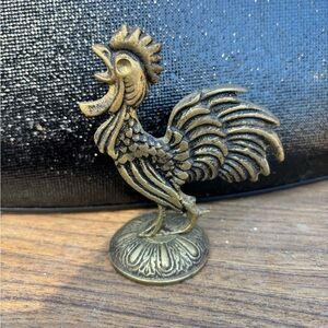 Vintage Mid Century Brass Rooster Trinket Carved Figure 4in